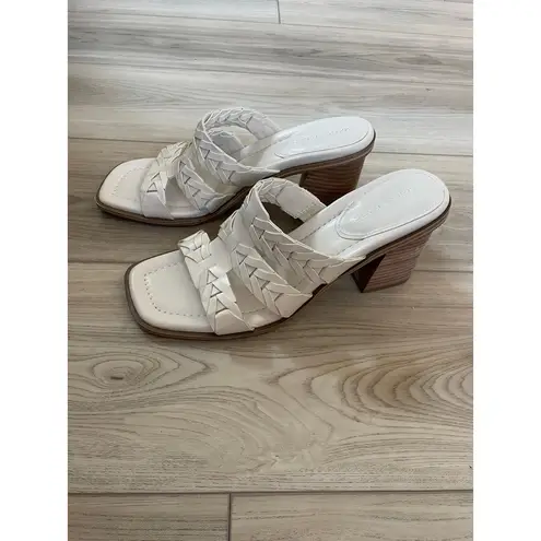 Marc Fisher NWT Marc‎ Fisher Womens White Ivory Braided Strappy Block Heel Sandals Size 9