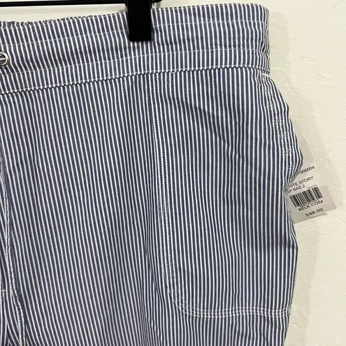 kim rogers Blue & White Striped Cotton Wide Leg Pants Size Large Newz
