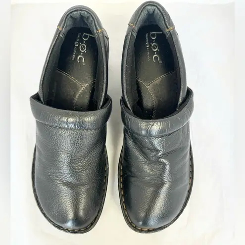 Born BOC Black Leather Slides Mules Womens Nurse Casual Shoes BC3632 Sz 8.5