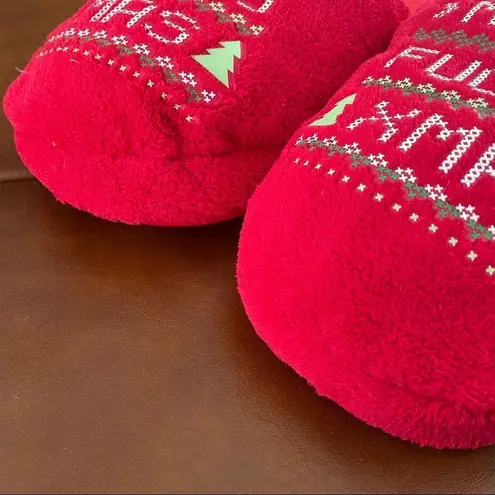 NEW Spencer’s Slippers Scuffs Merry F*cking Christmas L 9 10 Red Size 9.5