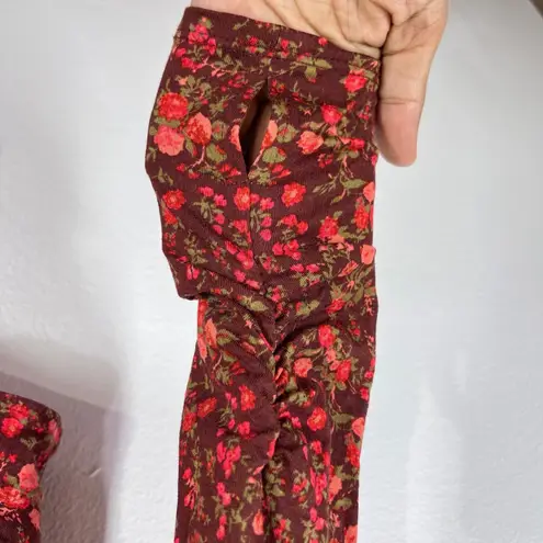 Free People Intimately Kaya Print Cutout Bodysuit Chocolate Combo Womens Medium Red