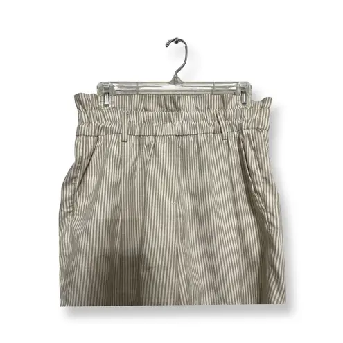 VERO MODA Culottes Shorts Paperbag Waist Pull On Modern Striped Beige/White W M