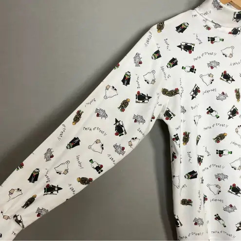 Jason Maxwell Vintage Halloween Shirt Turtleneck Long Sleeve Tee White Skeleton Witch Ghost