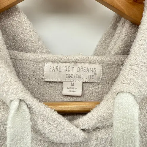 Barefoot Dreams CozyChic Ultra Lite Ribbed Cuff Hoodie Taupe Medium $168 MSRP