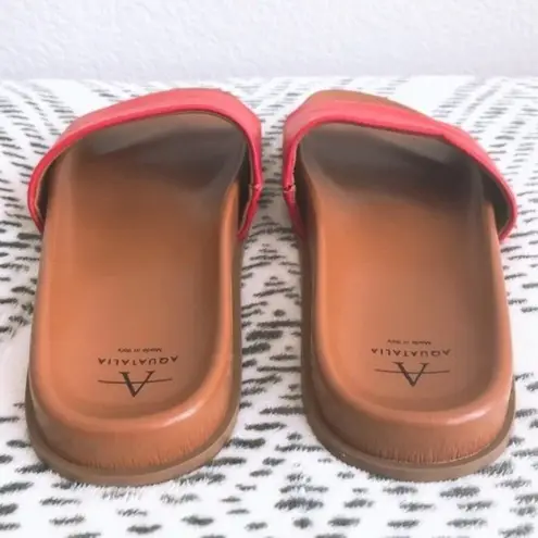 Aquatalia Slide Sandals Leather Red, Size 6 NEW