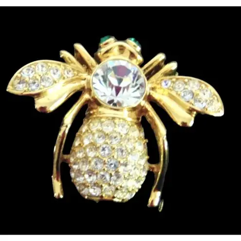 Joan Rivers VTG  Pave Crystal Clear Sim Diamond BEE PIN Brooch APRIL BIRTHSTONE