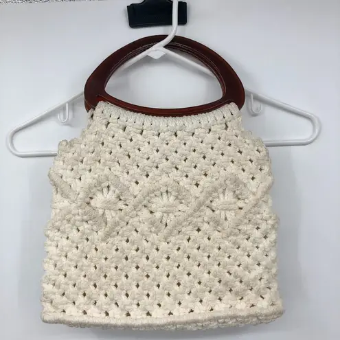 Vintage Hand Made Crocheted Purse Cream