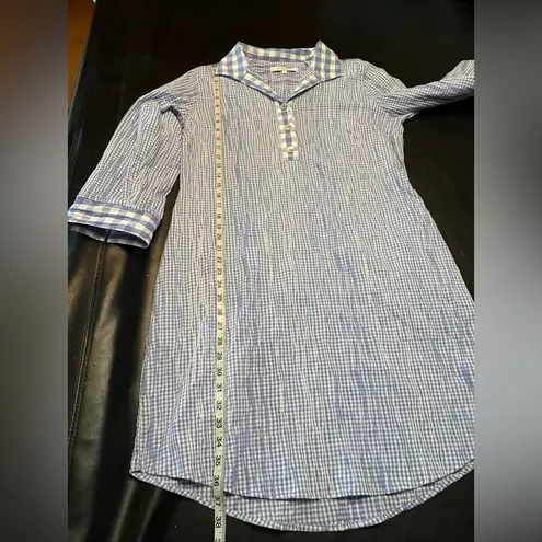 Foxcroft Blue & White Check Collared Dress Women Size 12