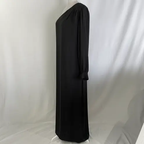 Krisa New One Sleeve Maxi One Shoulder Long Sleeve Side Slit Dress Black Size XS