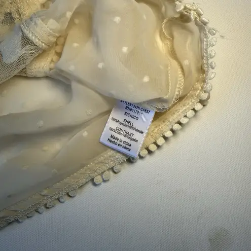 potter's pot Women's Size Small Cream Lace Top Shirt Sheer blouse