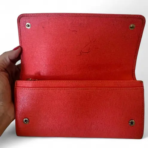 Furla Babylon XL Continental Wallet Pink Salmon Saffiano Leather