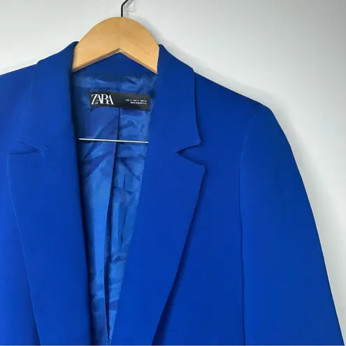 ZARA  Cobalt Blue Oversized Roll Sleeve Open Front Blazer Size Small