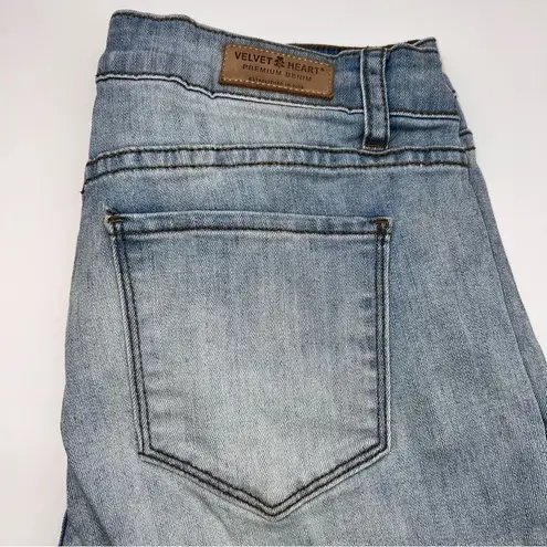 Velvet Heart Premium Denim Ellie Flare Crop Light Mid Rise Distress Jeans Sz 29