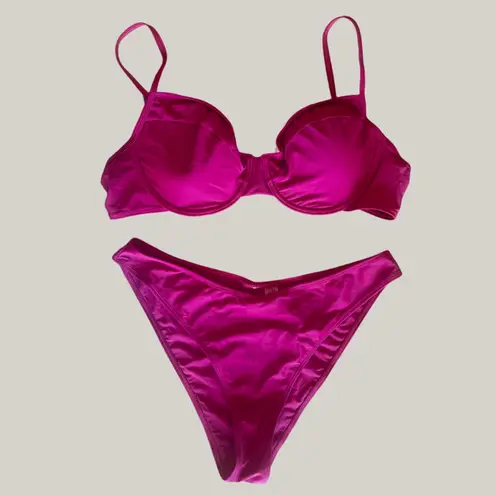 NWT Wine Spaghetti Strap High Cut Push Up Underwire Bikini
