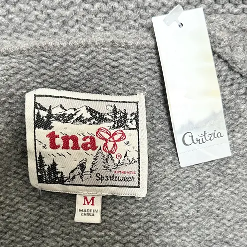 Aritzia TNA Grey Ivory Sea To Sky Zip Up Wool Cardigan Sweater NWT Fitted Medium Gray