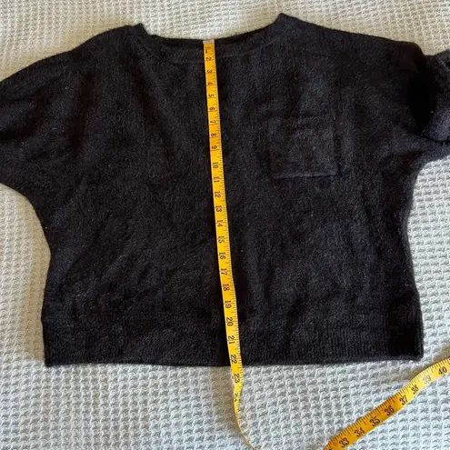 Caslon Nordstrom Black Sweater Womens L Large Batwing Sleeve Fuzzy Soft Boxy Fit