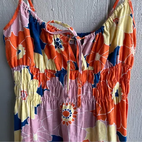 Rails Linen Midi Spaghetti Strap Octavia Dress Flower Power Floral Print S
