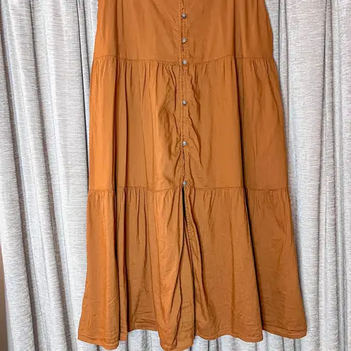 Old Navy  Tiered Button Front A-Line Brown Midi Skirt in Size Large
