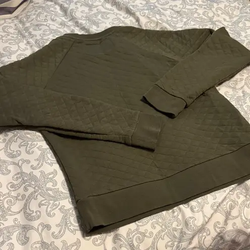 Quilted Crewneck Sweater in Olive Green
