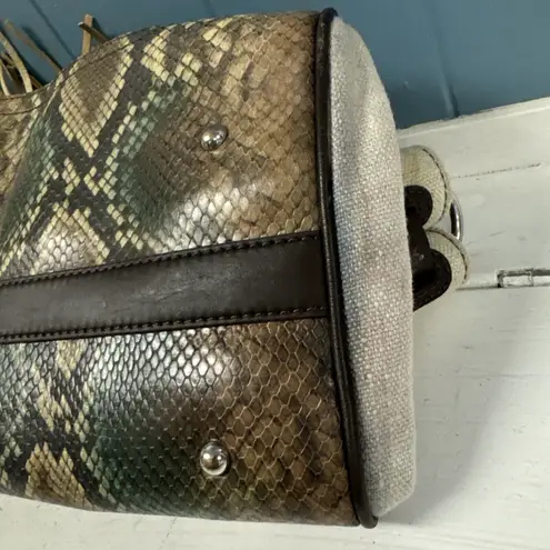 Rafe Bags Rafe New York “Roopal” Snake Print Linen Tan Brown Satchel *SEE PICS