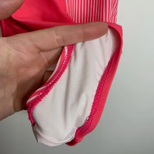 Solid & Striped Logo Print Anne Marie Onepiece Swimsuit Pink Womens Low Back