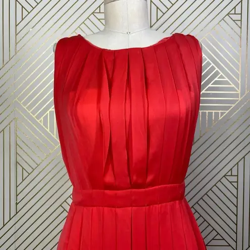 L'Agence L’AGENCE Pleated Sleeveless Dress Coral Red