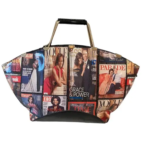 Michelle Obama Barack Obama Glossy Magazine Cover Satchel Purse Bag President Black