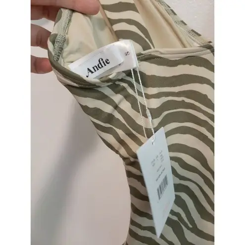ANDIE NWT womens sz small olive stripe capri one piece swimsuit zebra animal