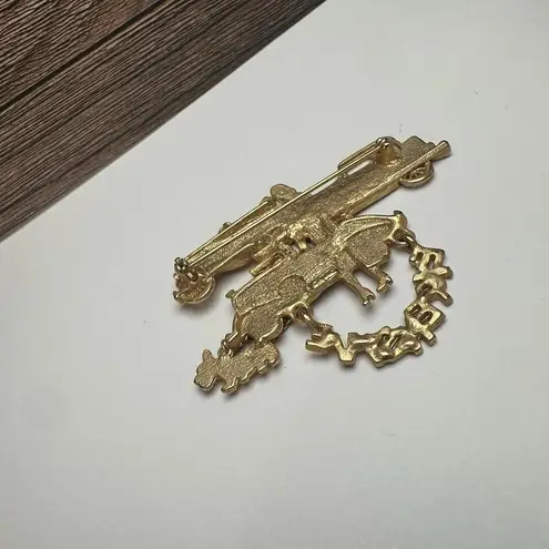 AJC Expensive Lady With Scottie Terrier & Luxury Cars Gold Tone Brooch Signed