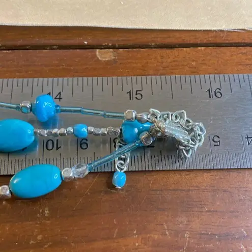 0085 Vintage Y2K AVON Aqua Beaded Multistrand Necklace Deadstock w/Box Blue