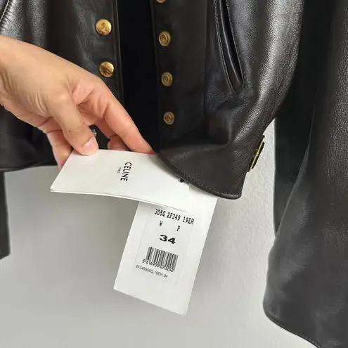 CELINE Pure Collar Jacket with Snap Buttons in Soft Lambskin Size 34 New