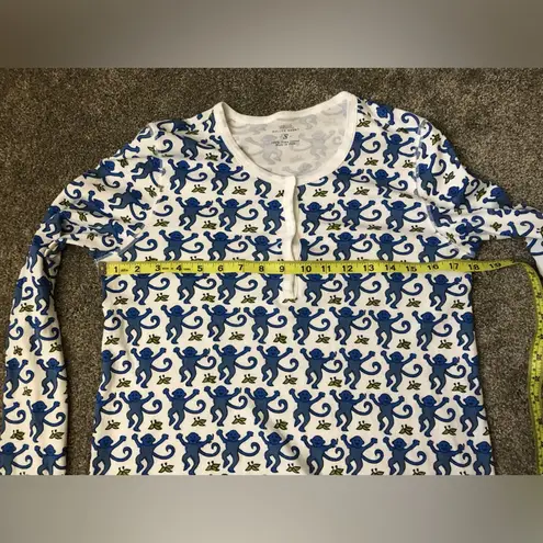 Roller Rabbit Pima Cotton Monkey Print Pajamas PJs in Blue TOP ONLY Size Small