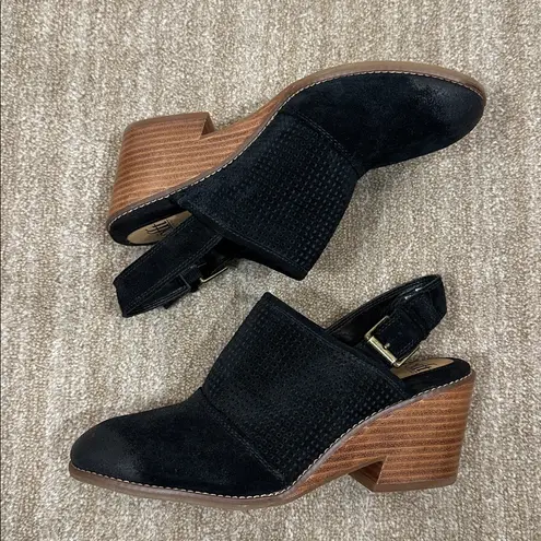 Söfft Black Leather Slingback Block Heel Mules Women Comfort Shoes Wedge 9.5M Size 9.5