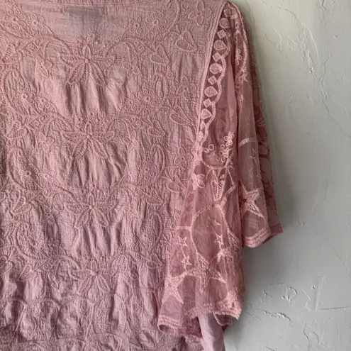 Papillon Blouse Y2k Fairy Coquette Medium Embroidered Lace Flutter Sleeve Top