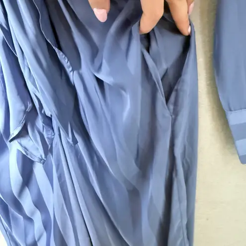 Choosy Lafayette Womens Blue Striped Jumpsuit Pockets Front Tie Comfort Size 2