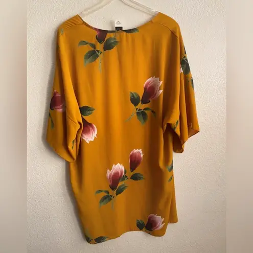 I JOAH Premium Floral Kimono Cover Up Top Open Front Cardigan M Yellow Size M