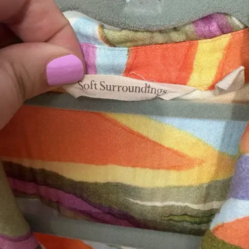 Soft Surroundings Peregrine Gauze Shirt Size 1X Abstract Artsy Boho Palm Beach