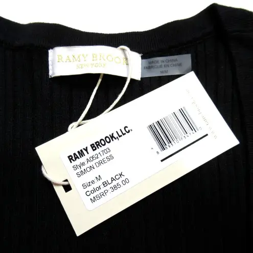 Ramy Brook NWT Simon in Black Sleeveless Ribbed Knit Midi Shirt Dress M