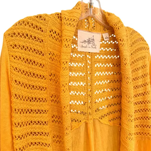 Angel Of The North Anthropologie Visionary Cardigan Women's Small Yellow Crochet