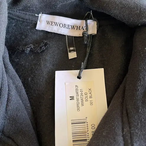 We Wore What NWT Cropped Knit Quarter Zip Pullover Black Medium