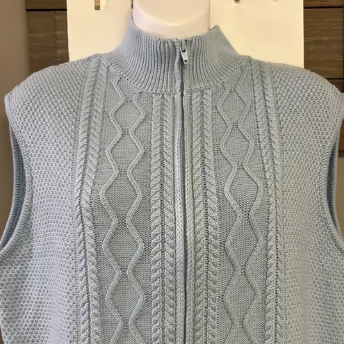 Lilihammer Women’s Golf Baby Blue Full Zip Up Cable Knit Sweater Vest