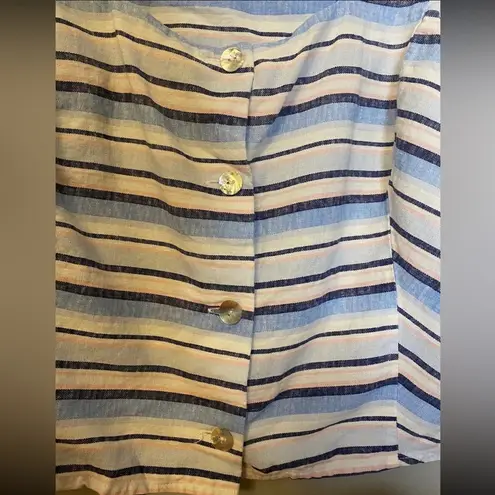 Coco Bianco striped linen blend button front crop top size XL