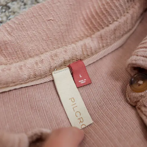 Pilcro Corduroy Shacket Duster Oversized Button Up Long Sleeve Mauve Size L - Image 3