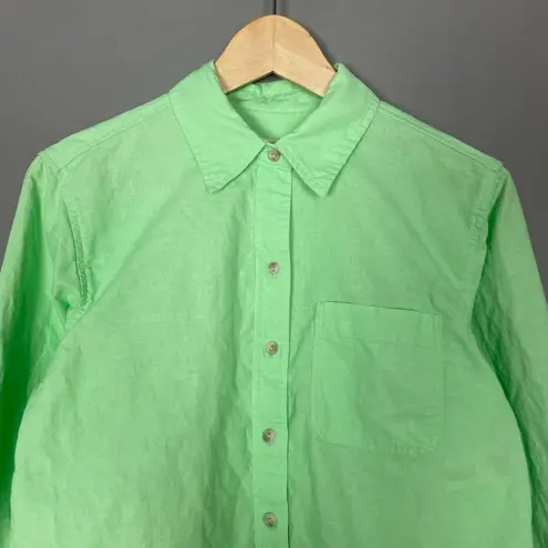 Wild Fable Universal Thread Crop Top Light Neon Green Cotton Linen Size XS‎ Long Sleeves