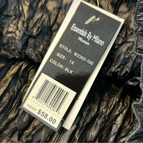 NWT Vintage Essentials by Milano Crinkle Black Sequin 80s/90s Midi Skirt 1X