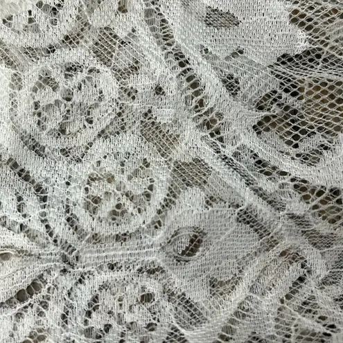 RAIN ivory Lace Crochet Overlay Good Should Tunic Blouse L Beach Boho Sheer White Size L