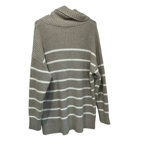 Haven Striped Taupe Knit Sweater XL NWT Cozy Chunky Turtleneck Neutral Winter Tan - Image 2