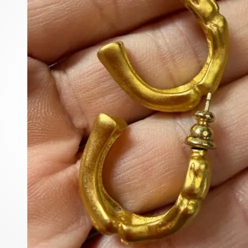 Givenchy Authentic Bamboo Gold Tone Hoop Earrings Vintage