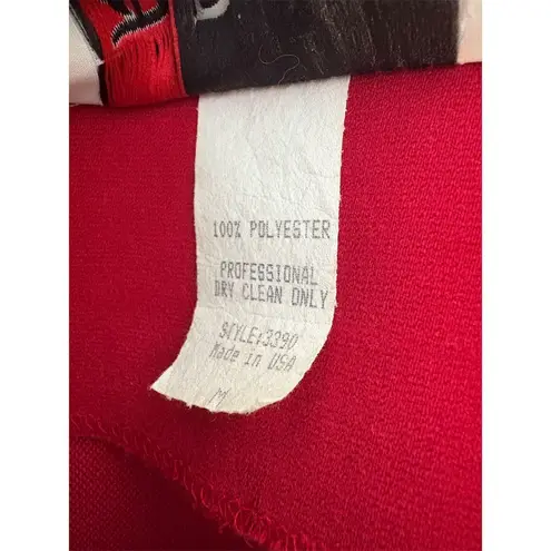 Vintage DOLCE Red Overcoat M Double Breasted Leopard fur Trim Women's Size M