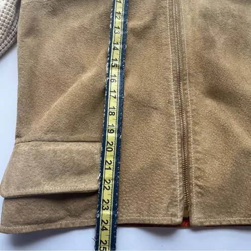 Women’s Vintage Suede Leather Base Knitted crocheted Sleeves Brown Medium Large